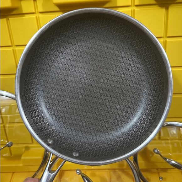HEXCLAD Hybrid 7 Piece Nonstick Stainless Steel Frying Pan Set 8 10 12" Lids Wok - Picture 8 of 11